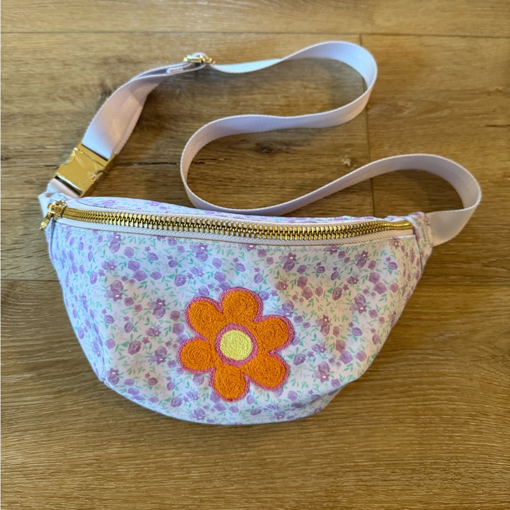 Stoney Clover Lane Floral Fanny Pack with Longer Strap, Embroidered Flower EUC